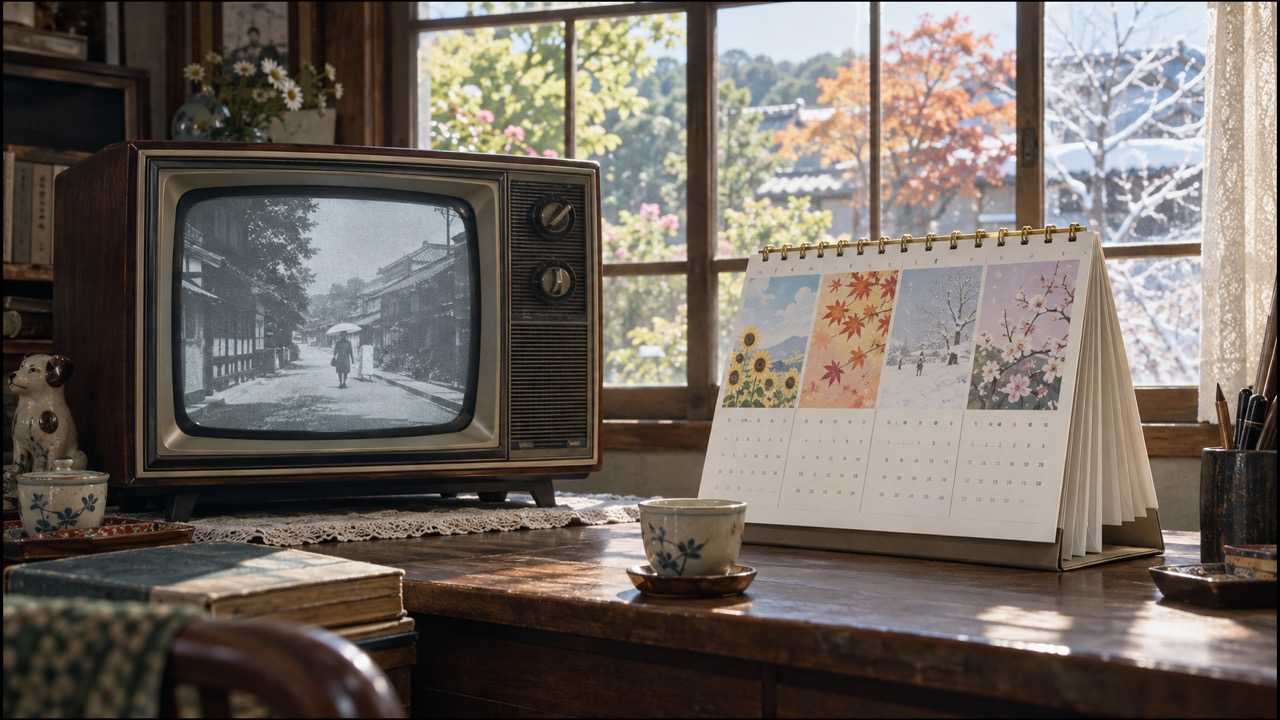 ひよっこ再放送2026の期間を季節で表したテレビとカレンダー