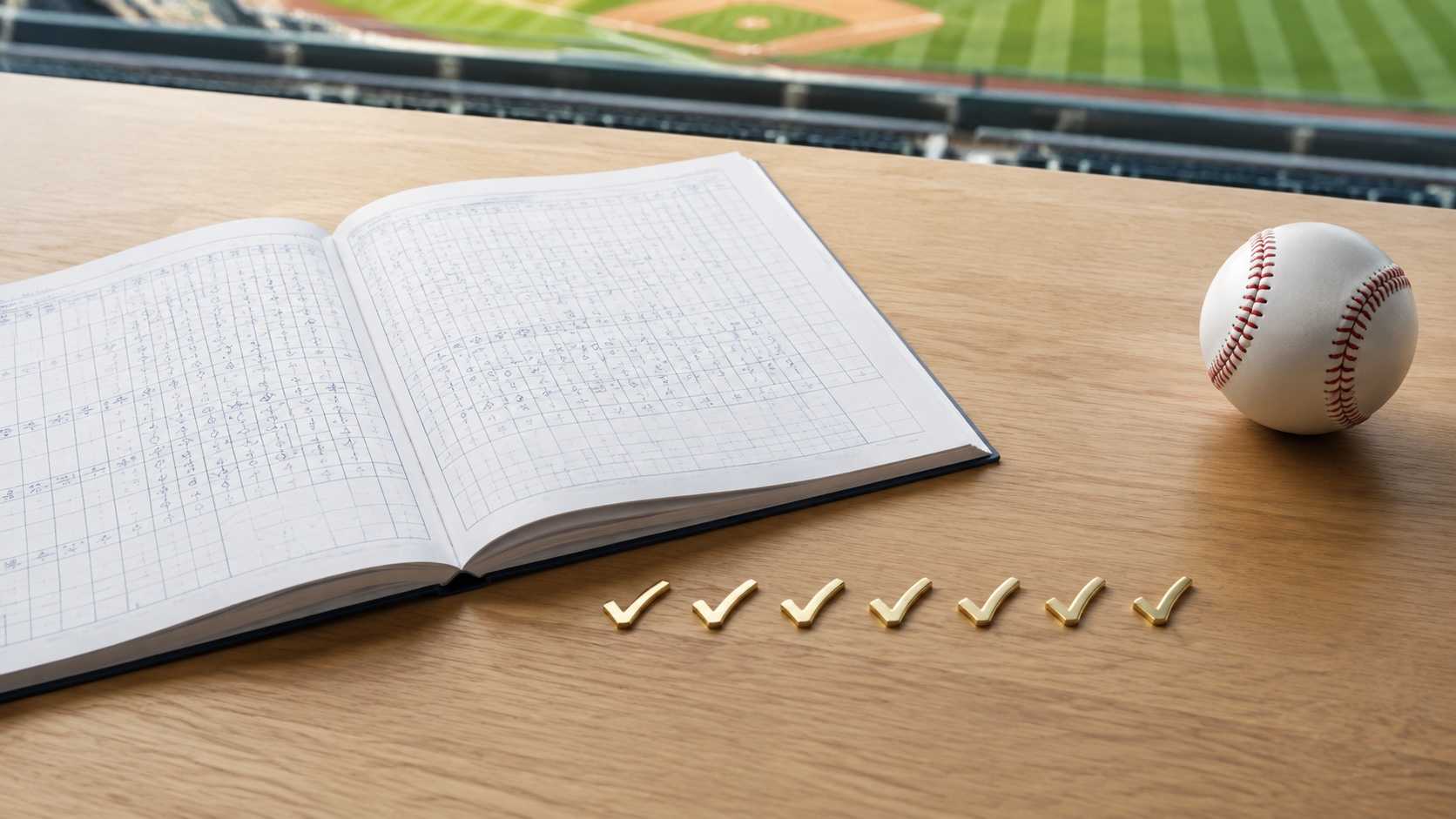 内田真礼の始球式成績をイメージしたスコアブックと7個のチェック