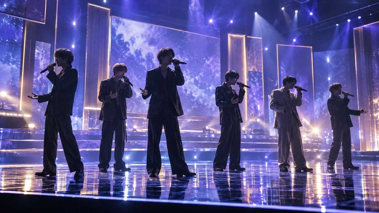 夜の音でSixTONESが3曲を披露するステージイメージ