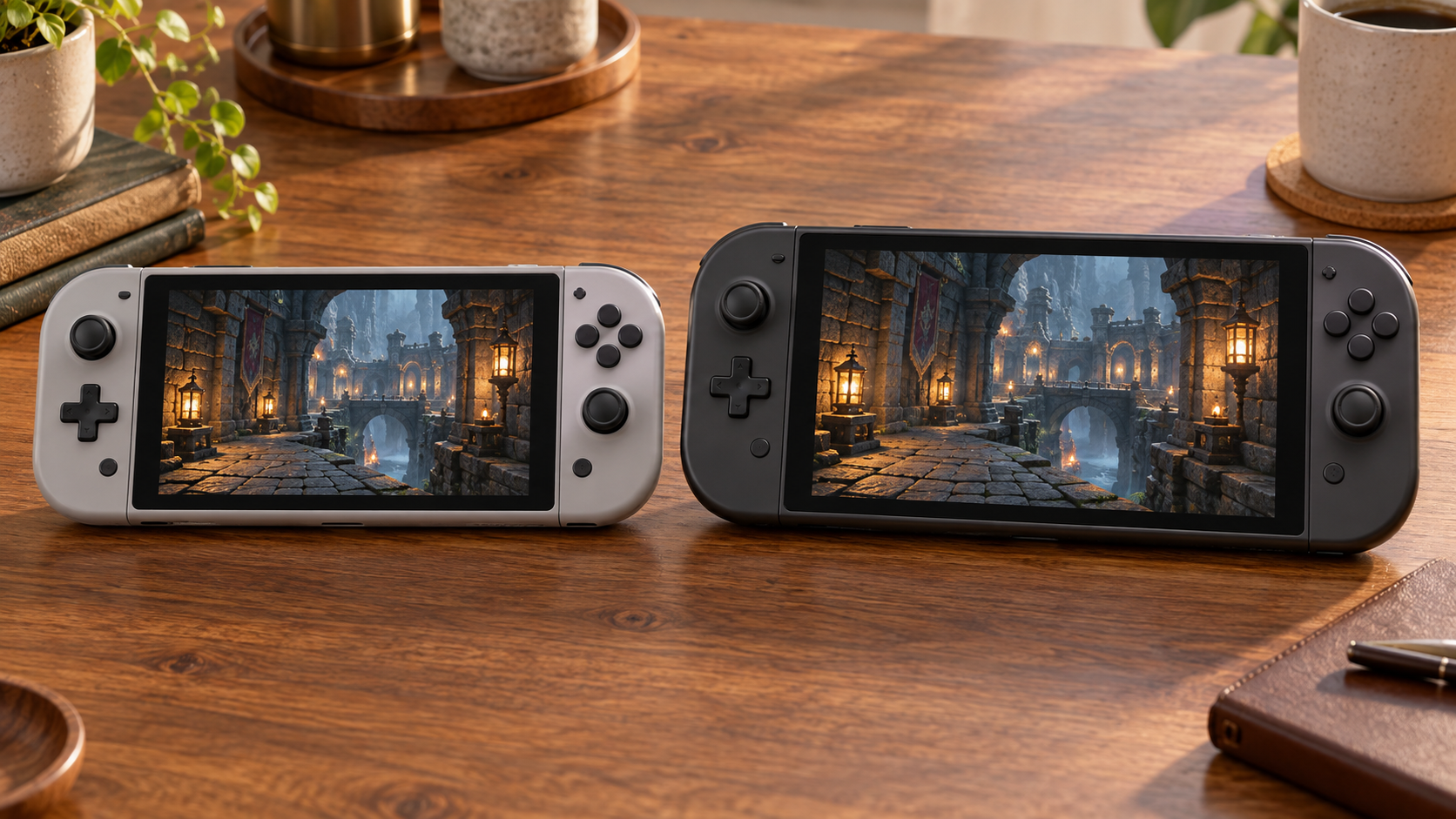 トルネコの大冒険のSwitch2版とSwitch版の違いを表す2台の携帯ゲーム機