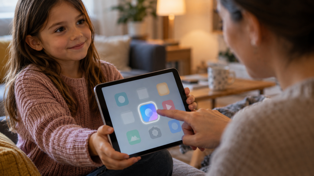 子どもと保護者が追加するアプリを確認するイメージ