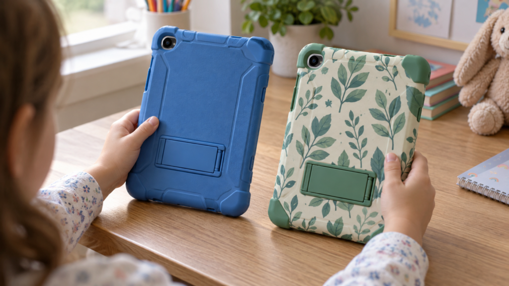 タブレットのカバーの色や柄を選ぶイメージ