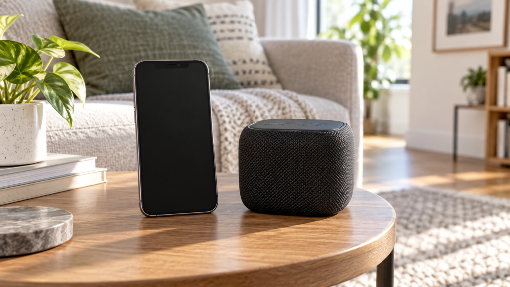 スマートフォンと汎用スピーカーを接続する生成イメージ