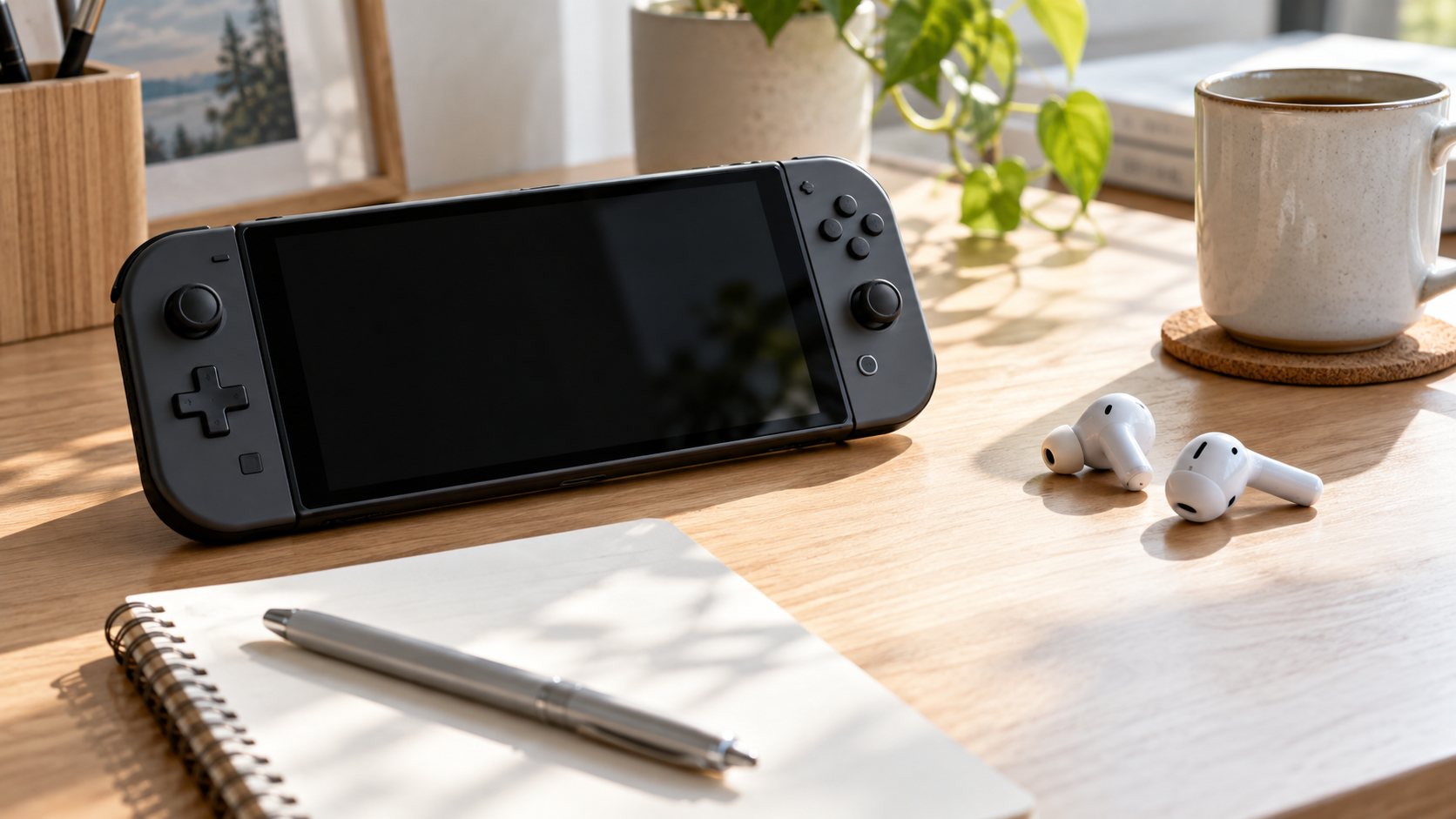携帯ゲーム機とノートのイメージ画像