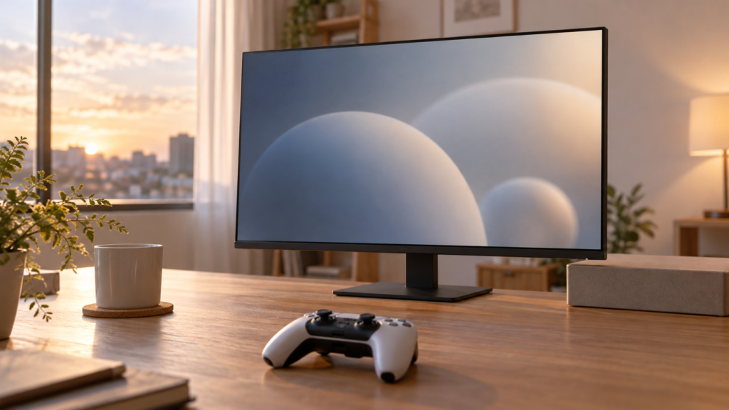 家庭用ゲーム機の出力条件を確認するコントローラーのイメージ
