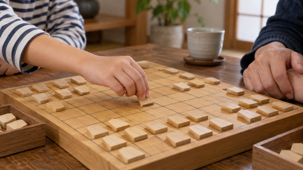 子どもが将棋の駒を指す体験のイメージ