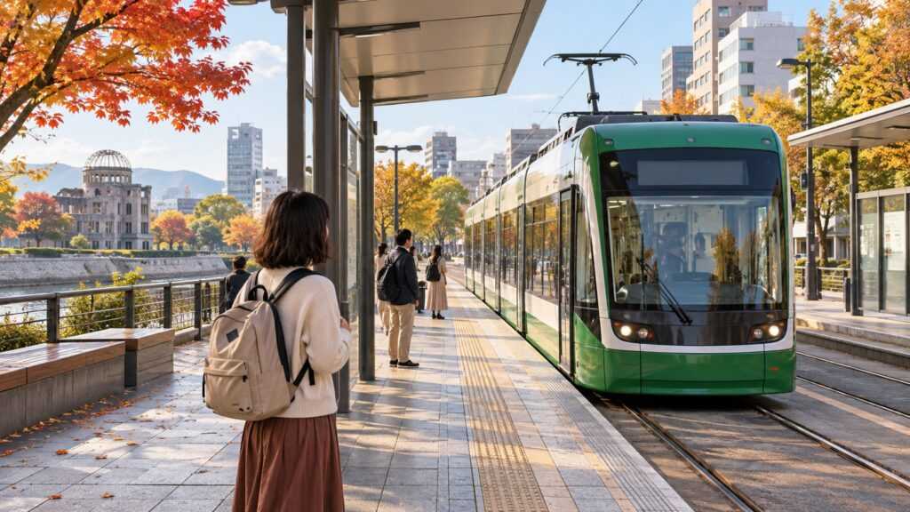 公共交通機関でイベントに向かう場面をイメージしたAI生成画像