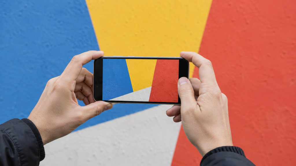 スマートフォンで写真を撮る手元のイメージ