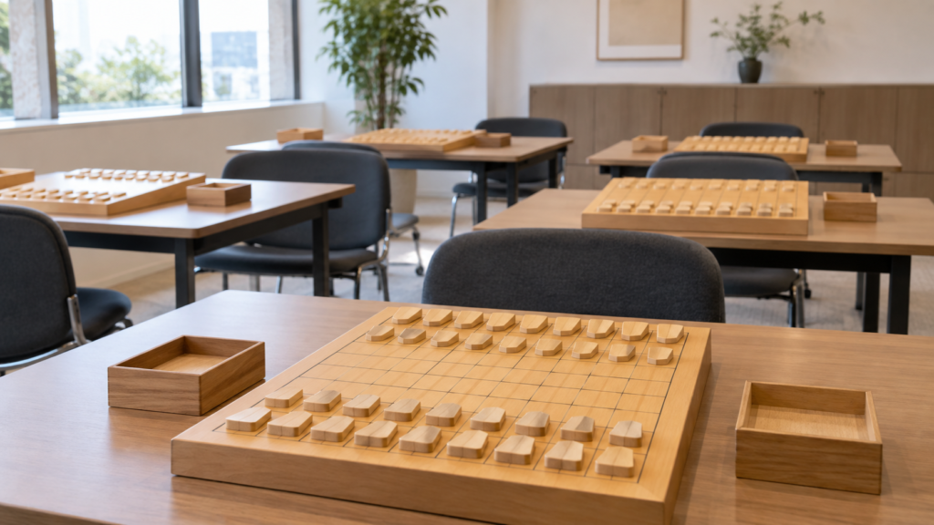 複数の将棋盤を用意した対局会場のイメージ