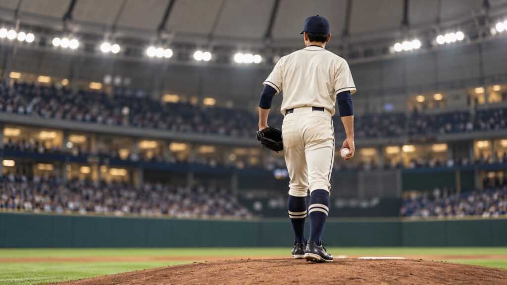 マウンドで投球の準備をする右投手のイメージ