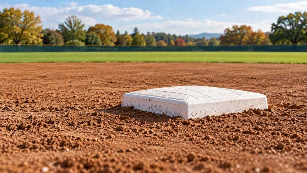 野球場の内野に置かれた二塁ベースのイメージ