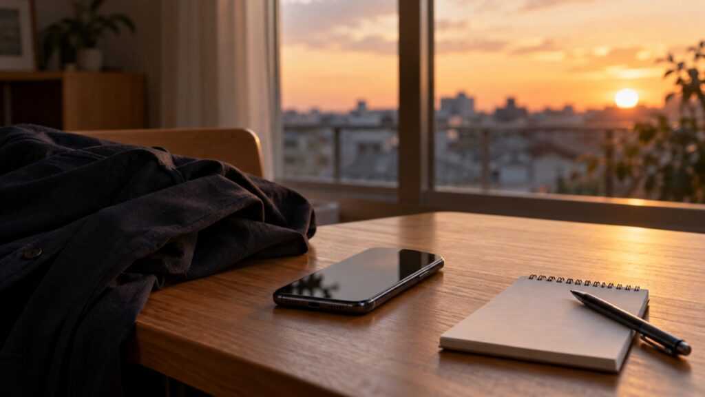 点灯時刻と帰りの交通を確認して出発準備をするイメージ