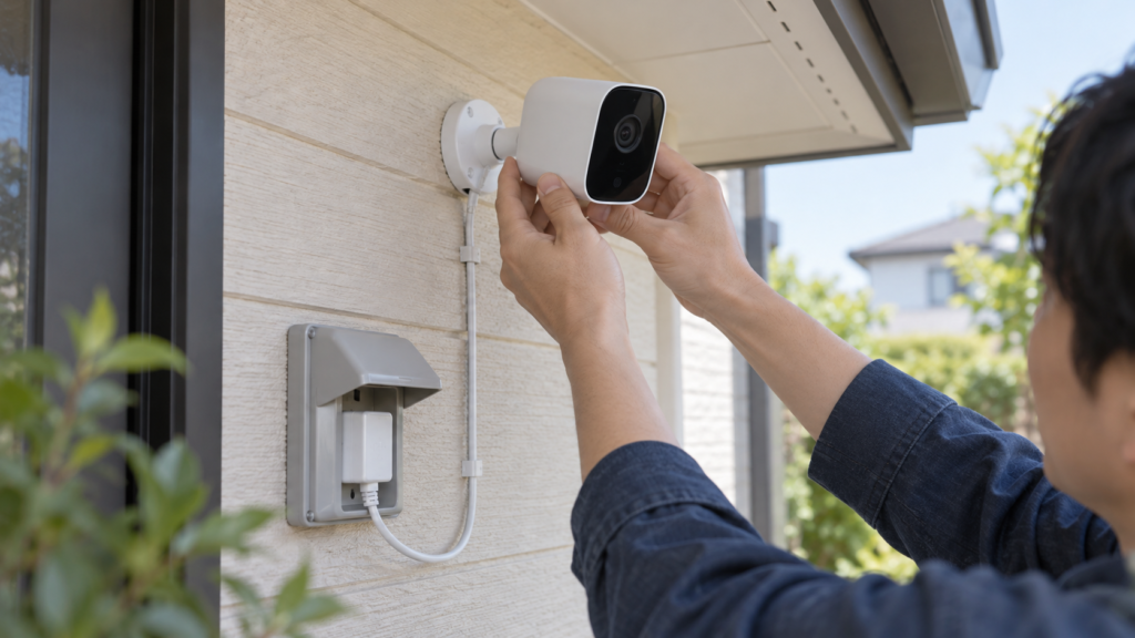 電源の位置と充電しやすさを確認する設置準備のイメージ
