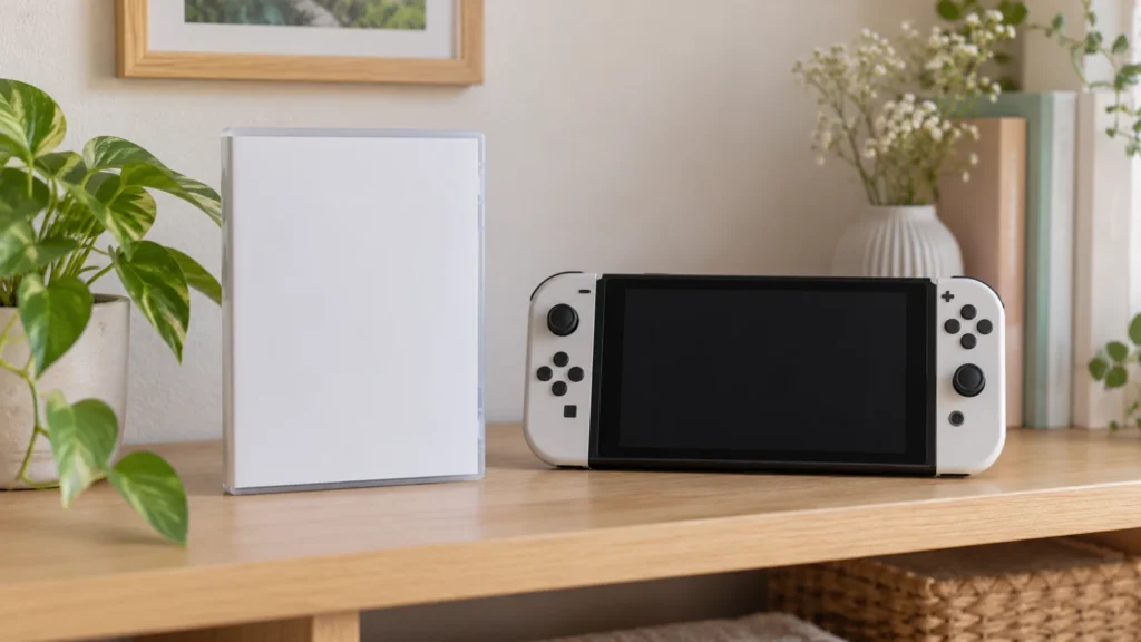ゲームソフトのケースと携帯ゲーム機を並べたイメージ