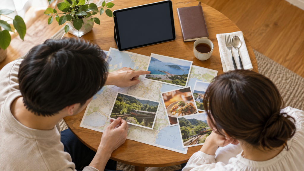 食事付きの旅行ときっぷのみの旅を検討する準備イメージ
