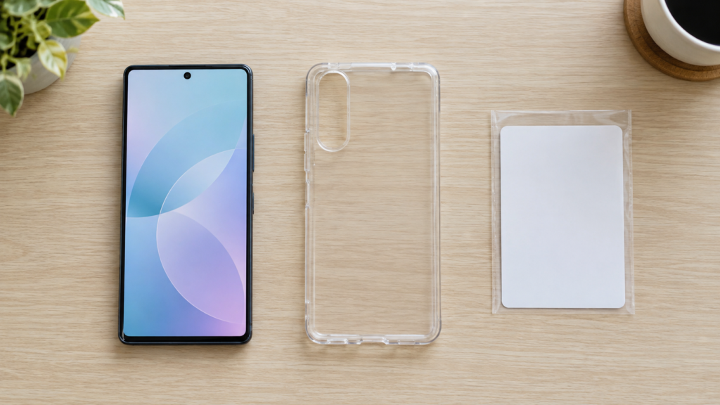 スマホケースとカードを分けて保管するイメージ