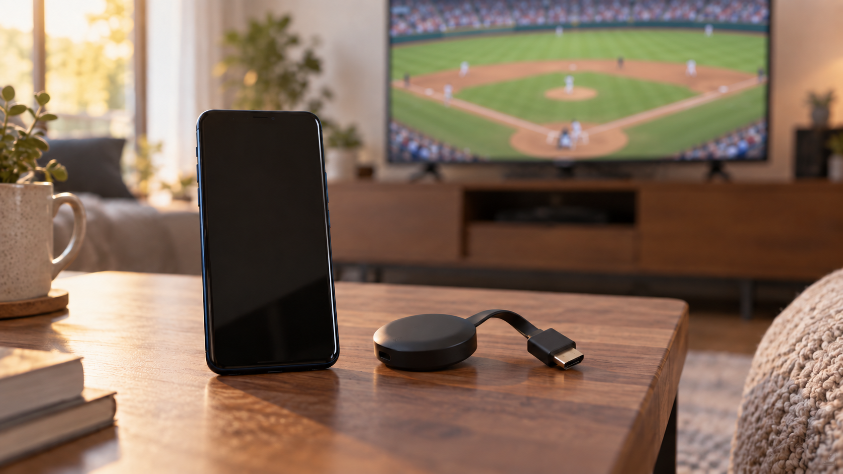 スマホとHDMI端子のあるキャスト用受信機の生成イメージ