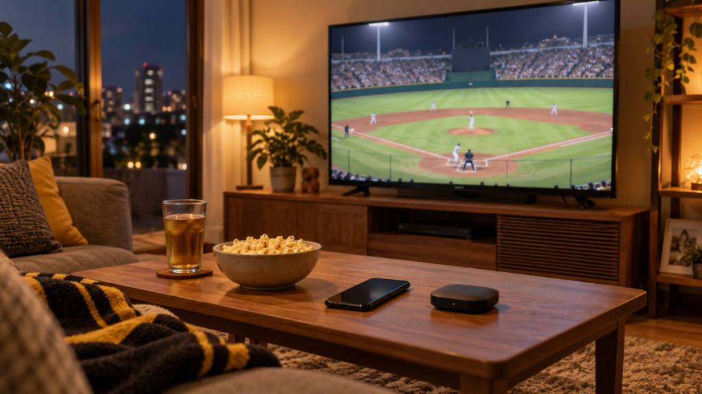 虎テレをテレビで見る方法を表す、自宅のテレビとスマホの生成イメージ