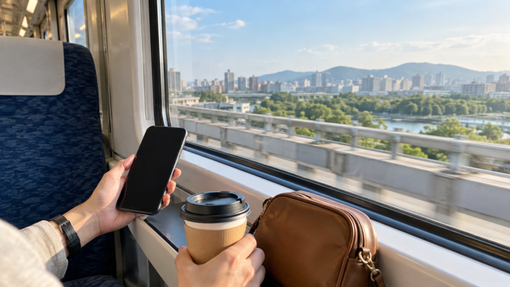 電車でのお出かけに合わせてチケットを準備するイメージ