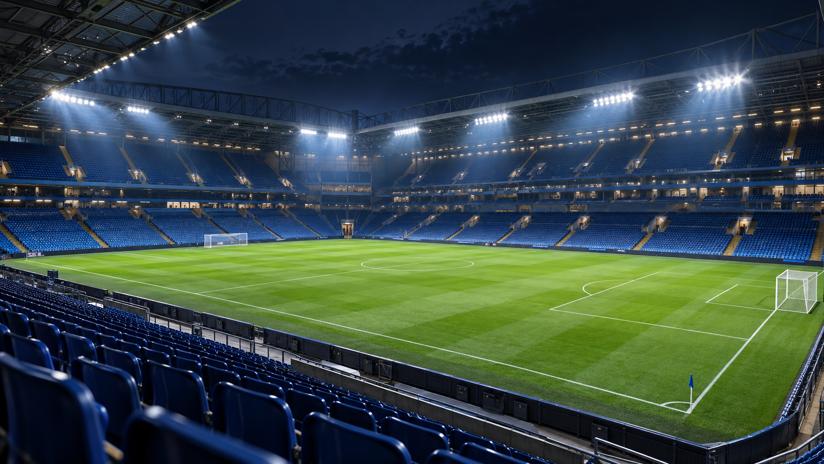 照明に照らされたサッカースタジアムのイメージ